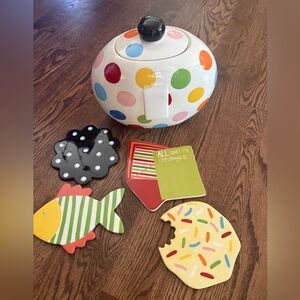 Happy Everything Cookie Jar Polka Dots 4 interchangeable Christmas attachments